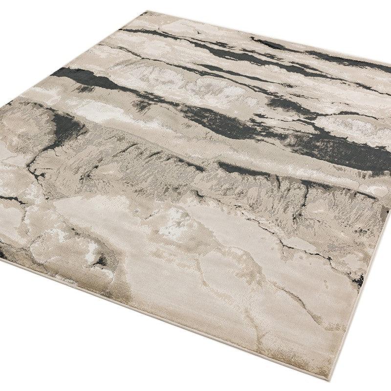 Aurora Quartz AU05 Marble Rugs in Metallic Silver Grey-Esme Furnishings