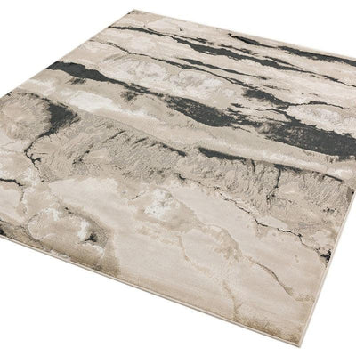 Aurora Quartz AU05 Marble Rugs in Metallic Silver Grey-Esme Furnishings