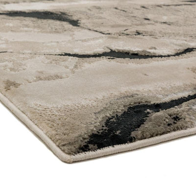 Aurora Quartz AU05 Marble Rugs in Metallic Silver Grey-Esme Furnishings