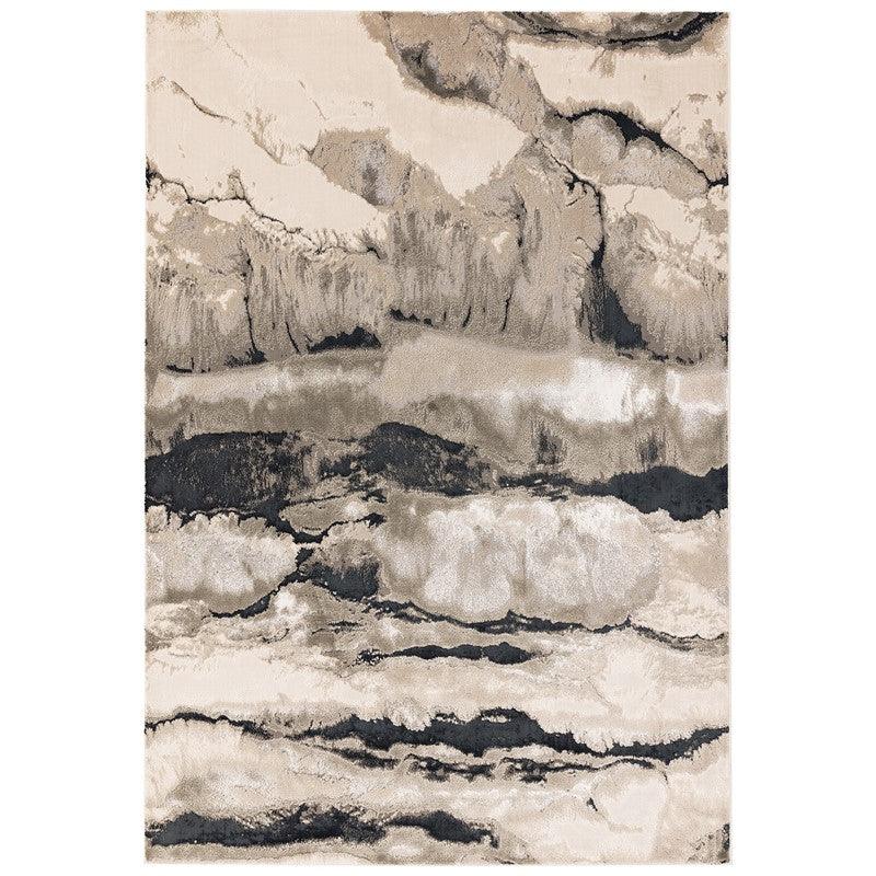 Aurora Quartz AU05 Marble Rugs in Metallic Silver Grey-Esme Furnishings
