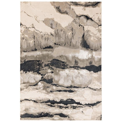 Aurora Quartz AU05 Marble Rugs in Metallic Silver Grey-Esme Furnishings