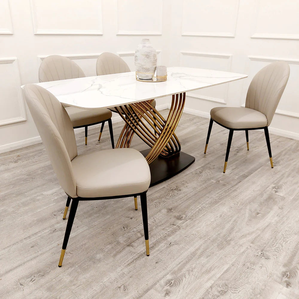 Etta Beige PU Leather Dining Chair