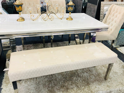 Majestic Mink Quilted Plush Velvet 140cm Bench-Esme Furnishings