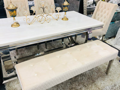 Majestic Mink Quilted Plush Velvet 140cm Bench-Esme Furnishings