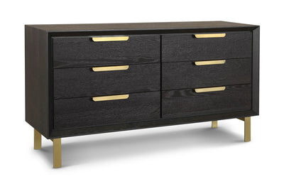 Aspen Dark Wooden 6-Drawer Chest of Drawers with Copper Handles-Esme Furnishings