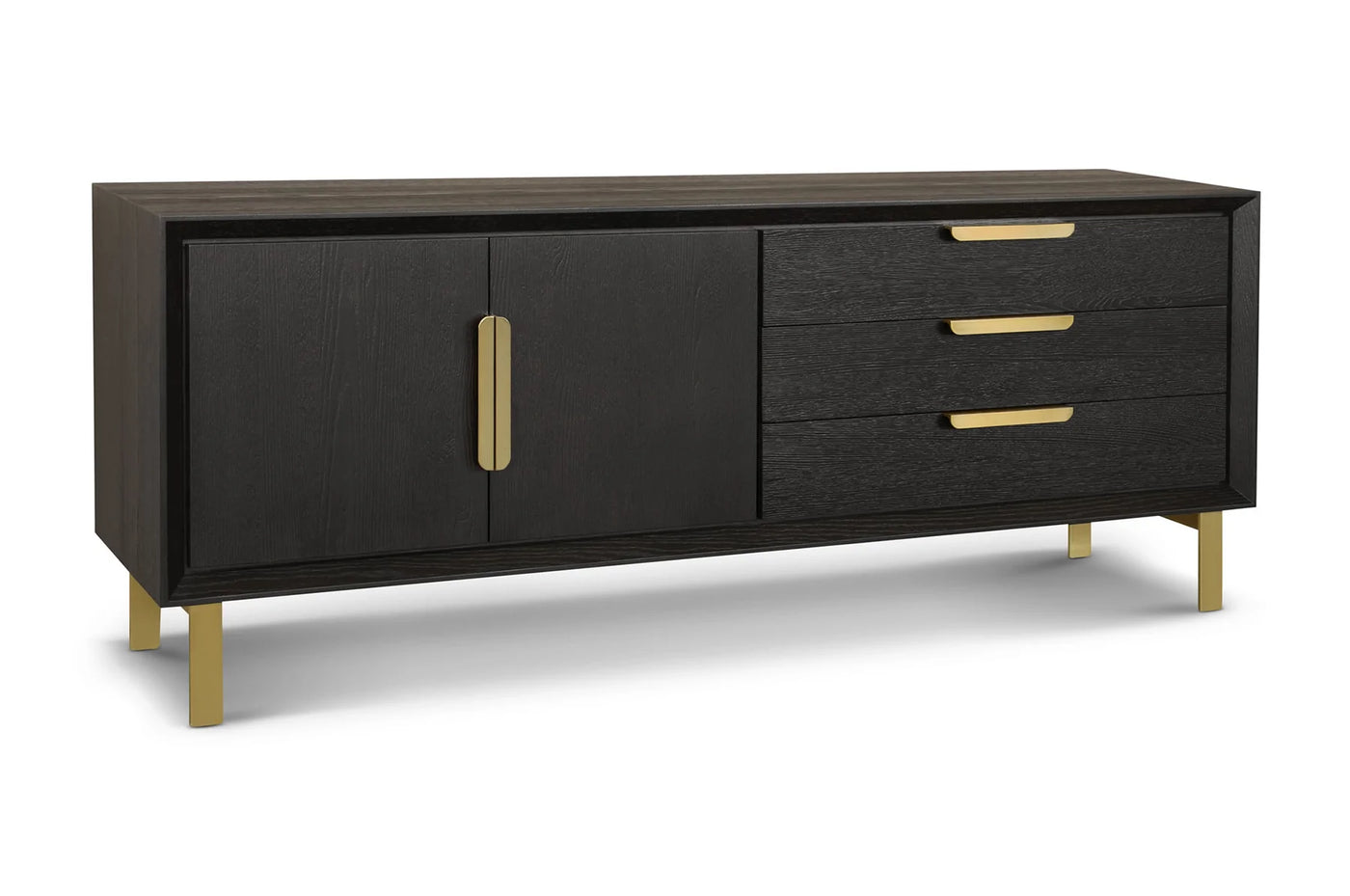 Aspen Textured Coffee Oak Veneer Sideboard 2-doors and 3-drawers-Esme Furnishings