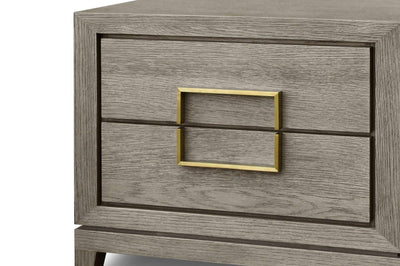 Lucca 2-Drawer Bedside Cabinet Grey Oak Veneer with Gold Handles-Esme Furnishings