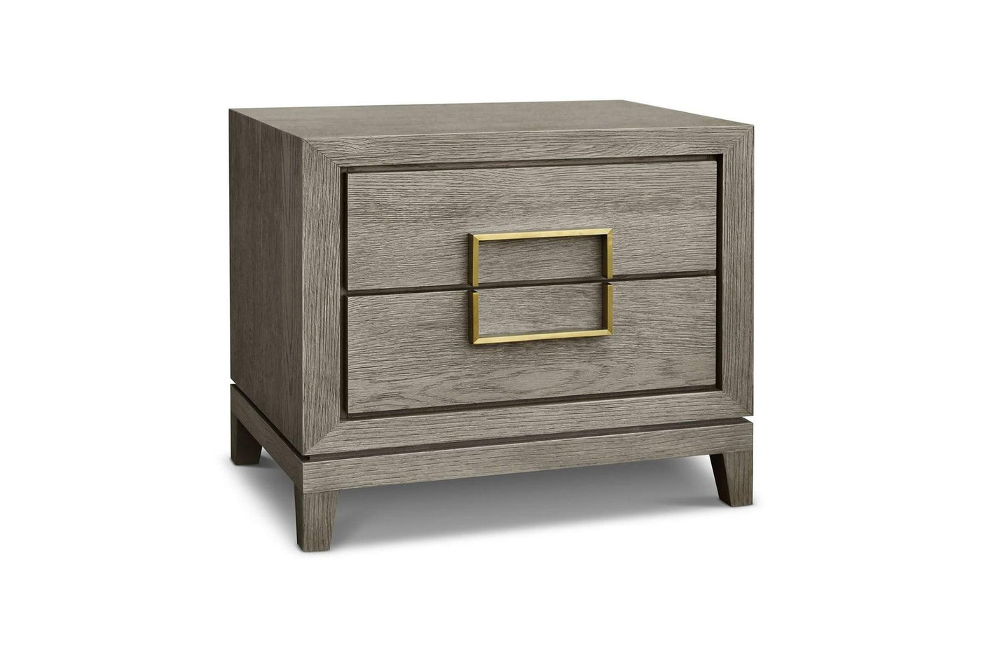 Lucca 2-Drawer Bedside Cabinet Grey Oak Veneer with Gold Handles-Esme Furnishings