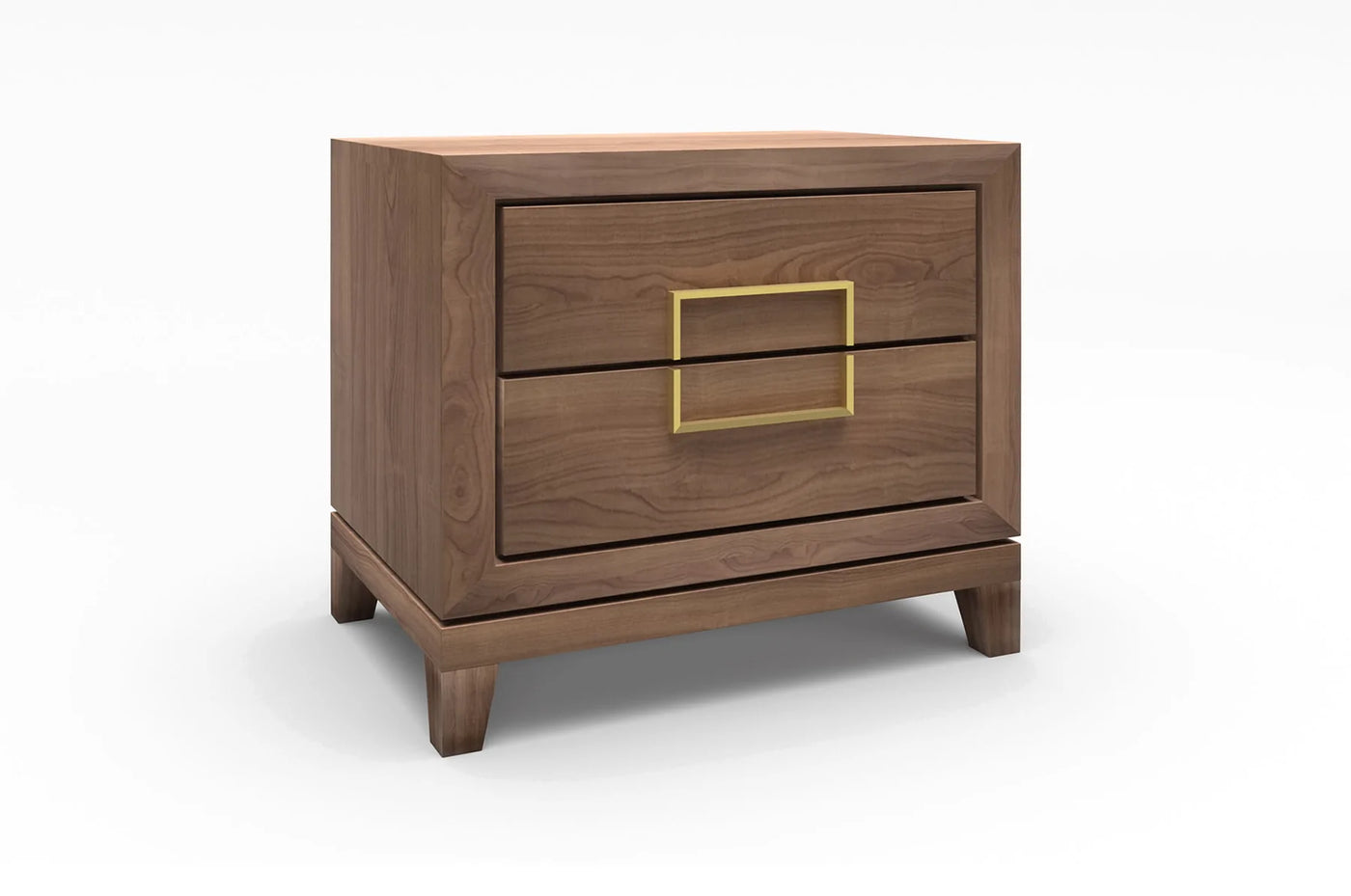 Lucca 2-Drawer Bedside Cabinet in Walnut with Gold Handles-Esme Furnishings
