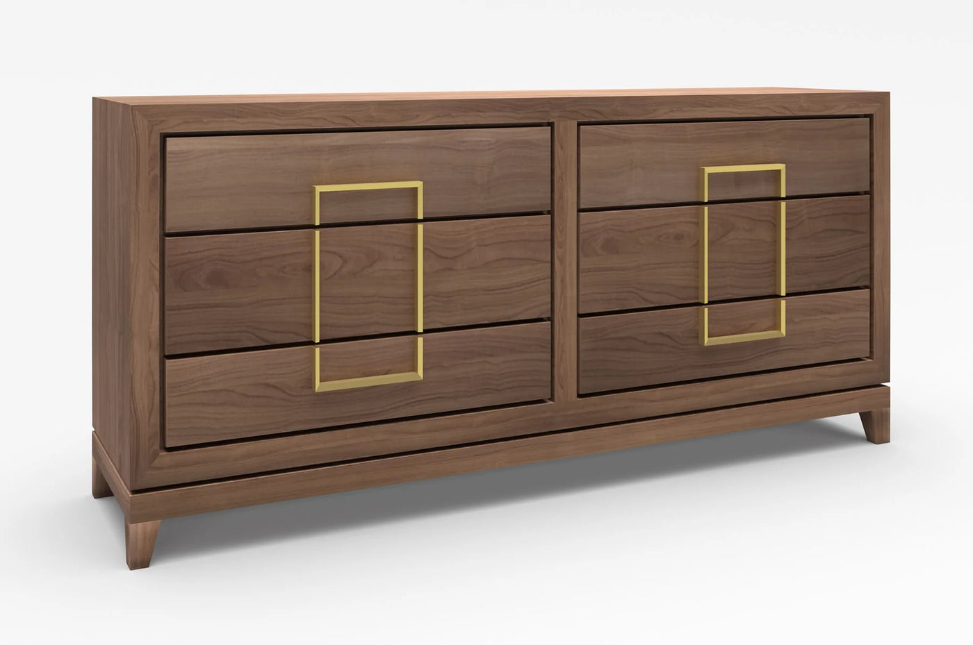 Lucca 6-Drawer Chest of Drawers in Walnut With Gold Handles-Esme Furnishings