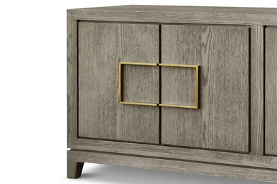 Lucca 4-Door Sideboard in Textured Grey/Taupe Coloured Oak Veneer-Esme Furnishings