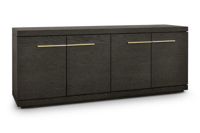 Sorrento 4-Door Sideboard In A Dark Oak Veneer With Gold Handles-Esme Furnishings