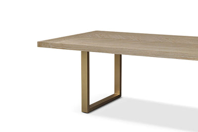 Valencia Grey Parquet Top Dining Table with Gold Brass Base-Esme Furnishings
