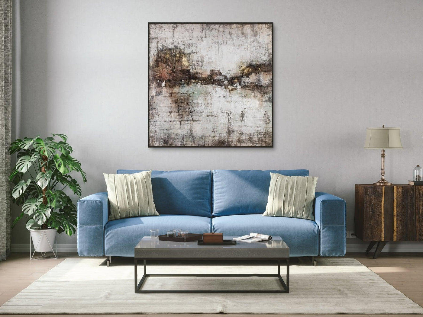 Palette Knife Textures Oil on Canvas 10 with a Black Frame-Esme Furnishings