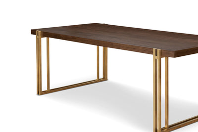 Winchester Walnut Top Dining Table with Gold Brass Base-Esme Furnishings
