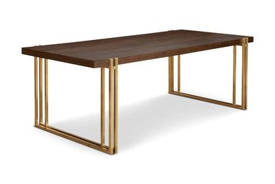 Winchester Walnut Top Dining Table with Gold Brass Base-Esme Furnishings