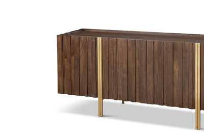 Winchester Walnut Finish Sideboard with Gold Brass Handles-Esme Furnishings