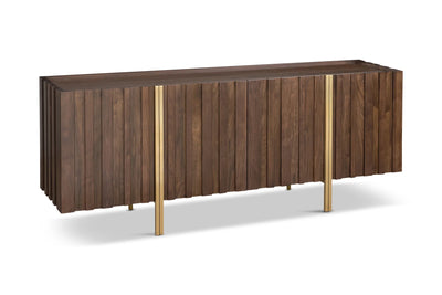 Winchester Walnut Finish Sideboard with Gold Brass Handles-Esme Furnishings