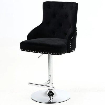 Majestic Black Brushed Velvet Bar Stool With Lion Knocker-Esme Furnishings