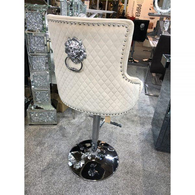 Majestic Mink Brushed Velvet Bar Stool With Lion Knocker-Esme Furnishings