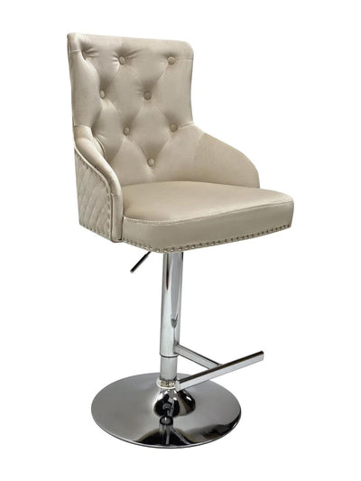 Majestic Mink Brushed Velvet Bar Stool With Lion Knocker-Esme Furnishings
