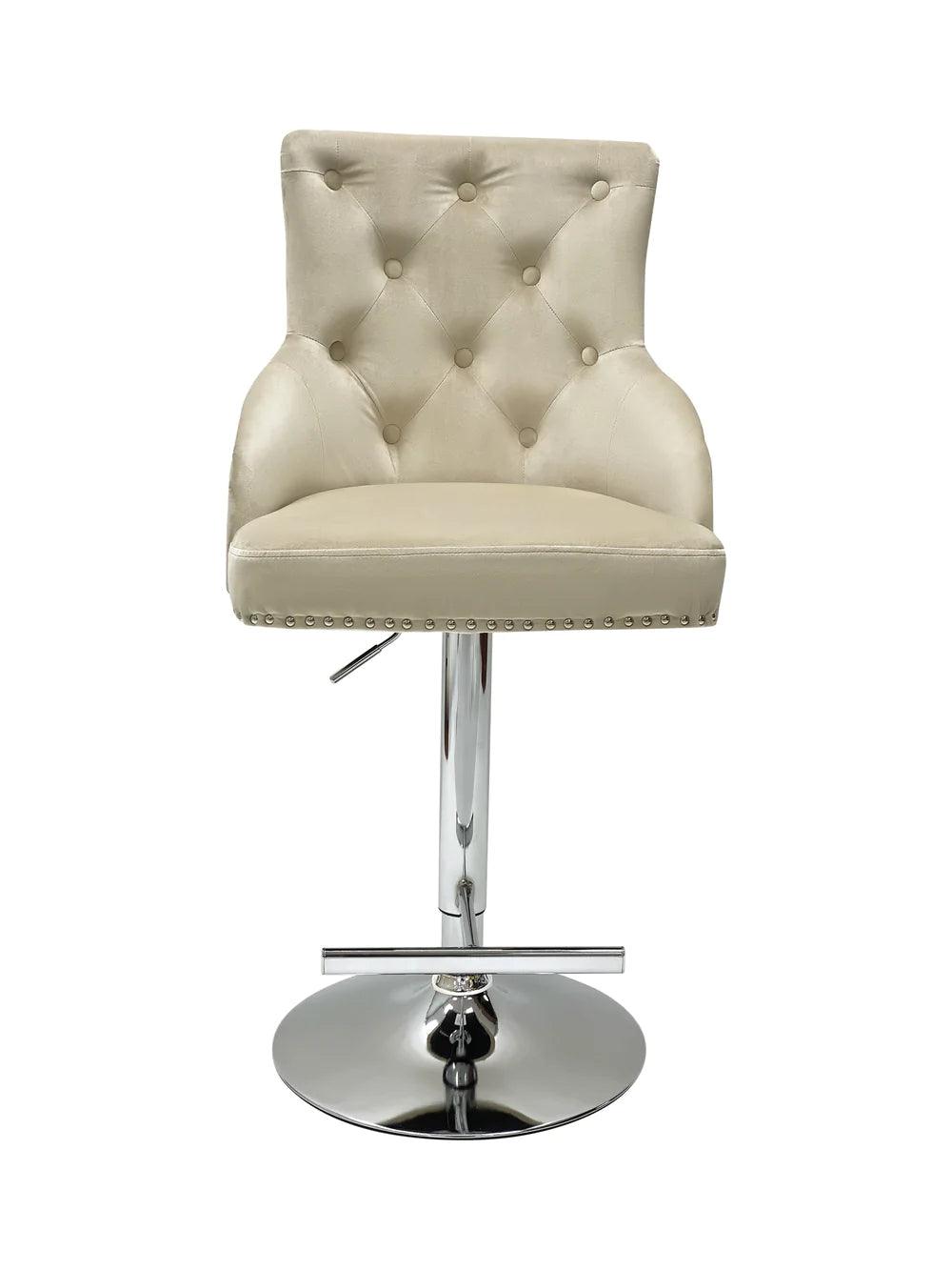 Majestic Mink Brushed Velvet Bar Stool With Lion Knocker-Esme Furnishings