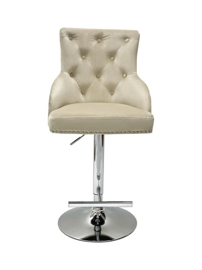 Majestic Mink Brushed Velvet Bar Stool With Lion Knocker-Esme Furnishings