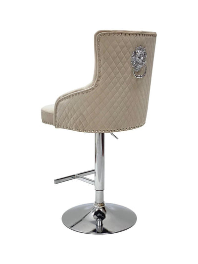 Majestic Mink Brushed Velvet Bar Stool With Lion Knocker-Esme Furnishings