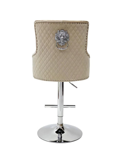Majestic Mink Brushed Velvet Bar Stool With Lion Knocker-Esme Furnishings