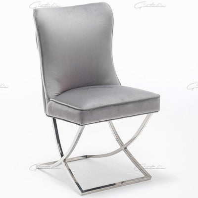 Arianna 200cm White Marble Dining Table + Belgravia Dark Grey Plush Velvet Button Dining Chairs-Esme Furnishings
