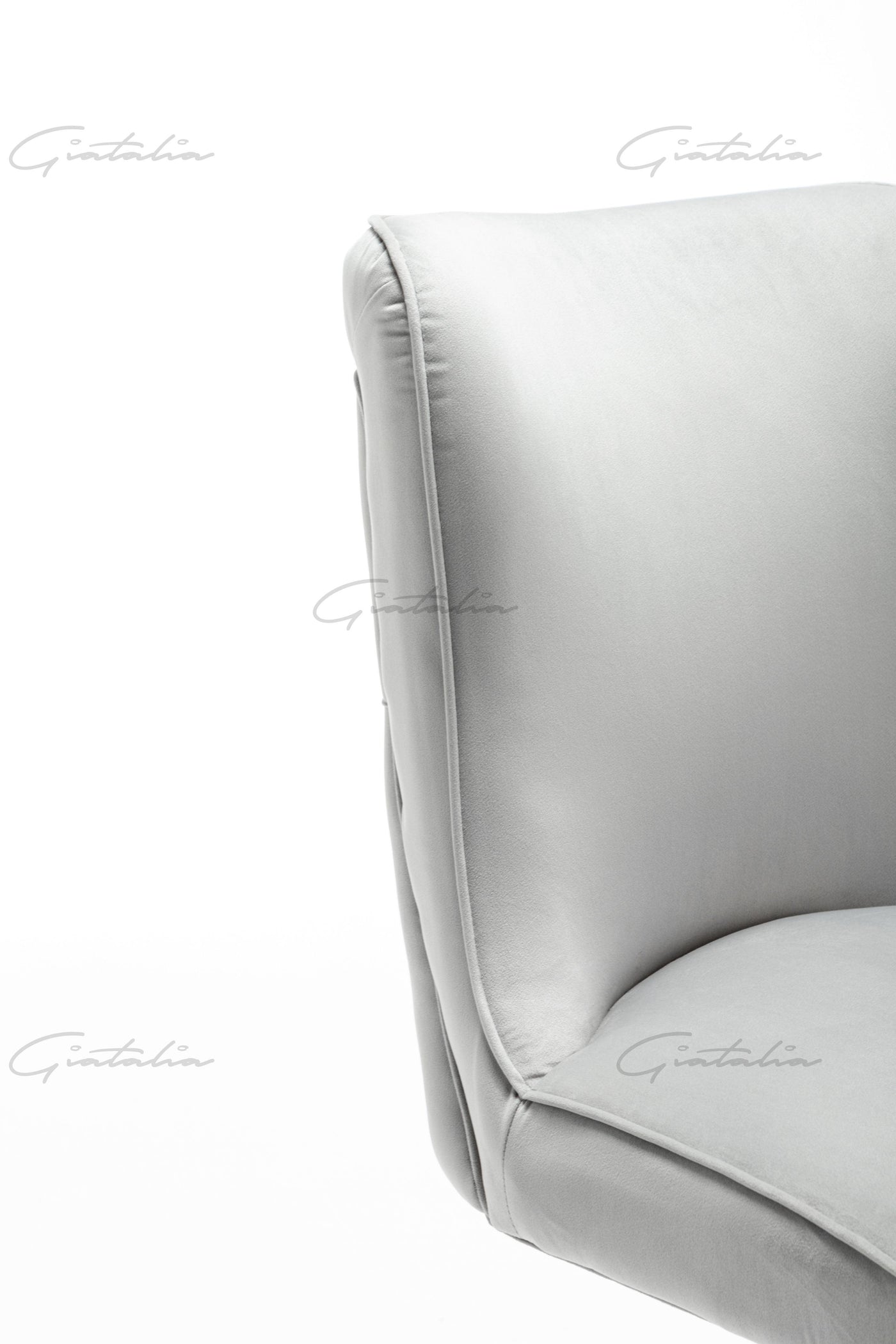 Belgravia Light Grey Plush Velvet Button Back Bar Stool-Esme Furnishings