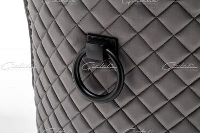 Cambridge Dark Grey French Plush Velvet Quilted Back Ring Dining Chair-Esme Furnishings