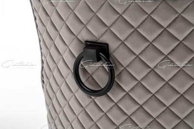 Cambridge Light Grey French Plush Velvet Quilted Back Ring Dining Chair-Esme Furnishings