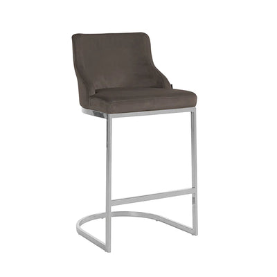 Richmond Bolton Silver & Stone Velvet Barstool-Belmont Interiors