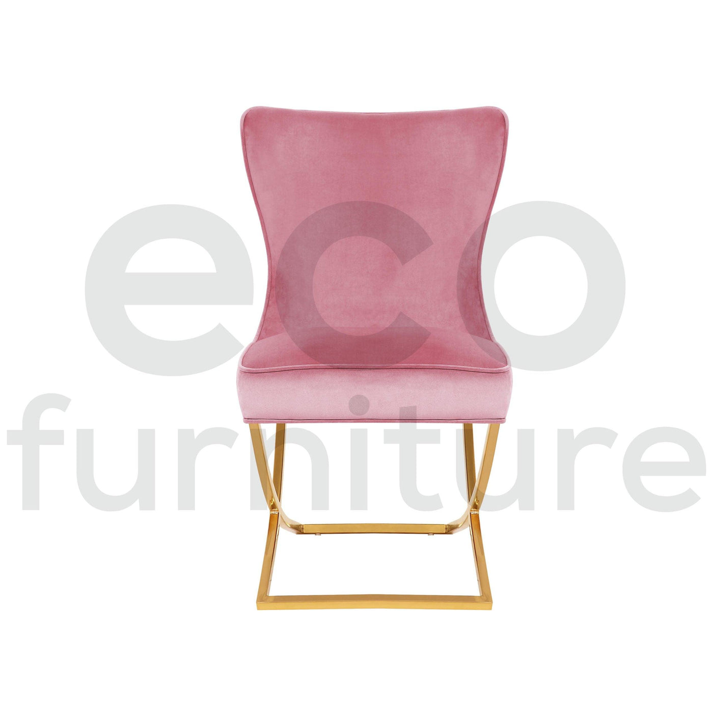 Belgravia Pink French Plush Velvet Button Back Dining Chair With Gold Legs-Esme Furnishings