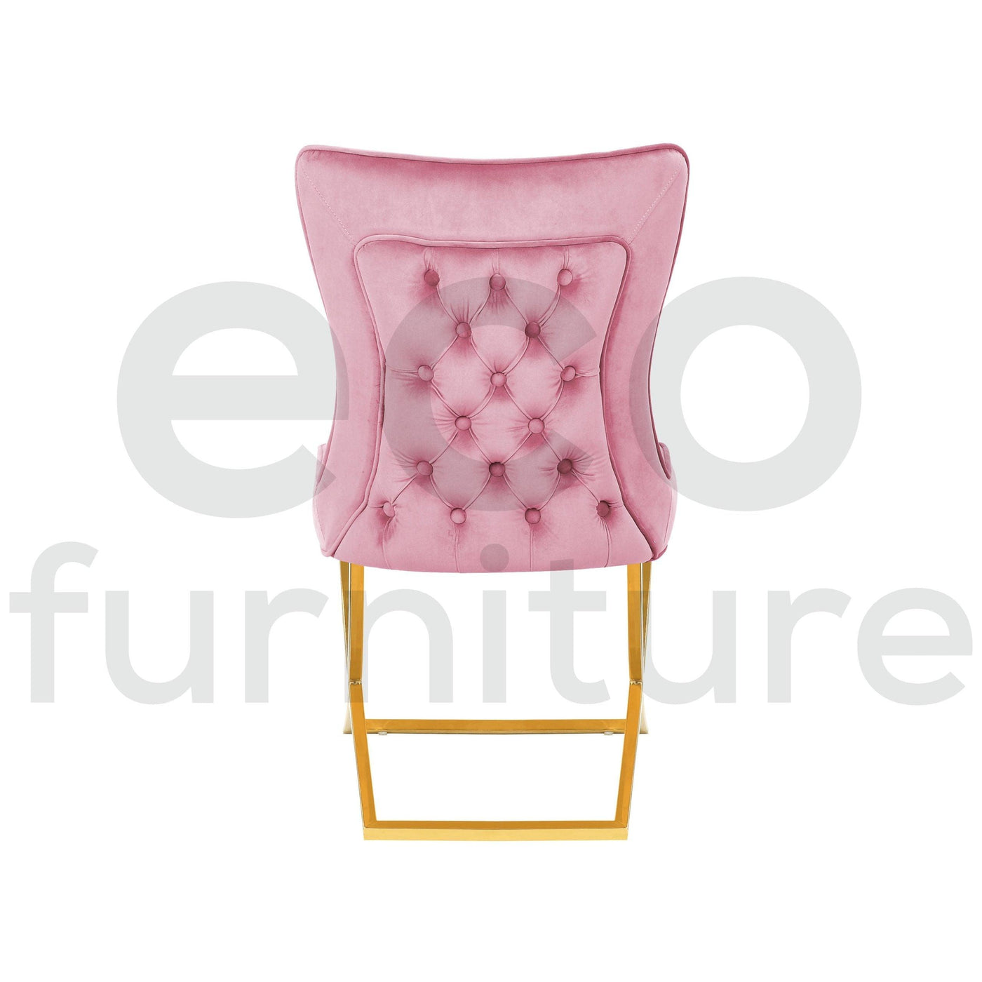 Belgravia Pink French Plush Velvet Button Back Dining Chair With Gold Legs-Esme Furnishings