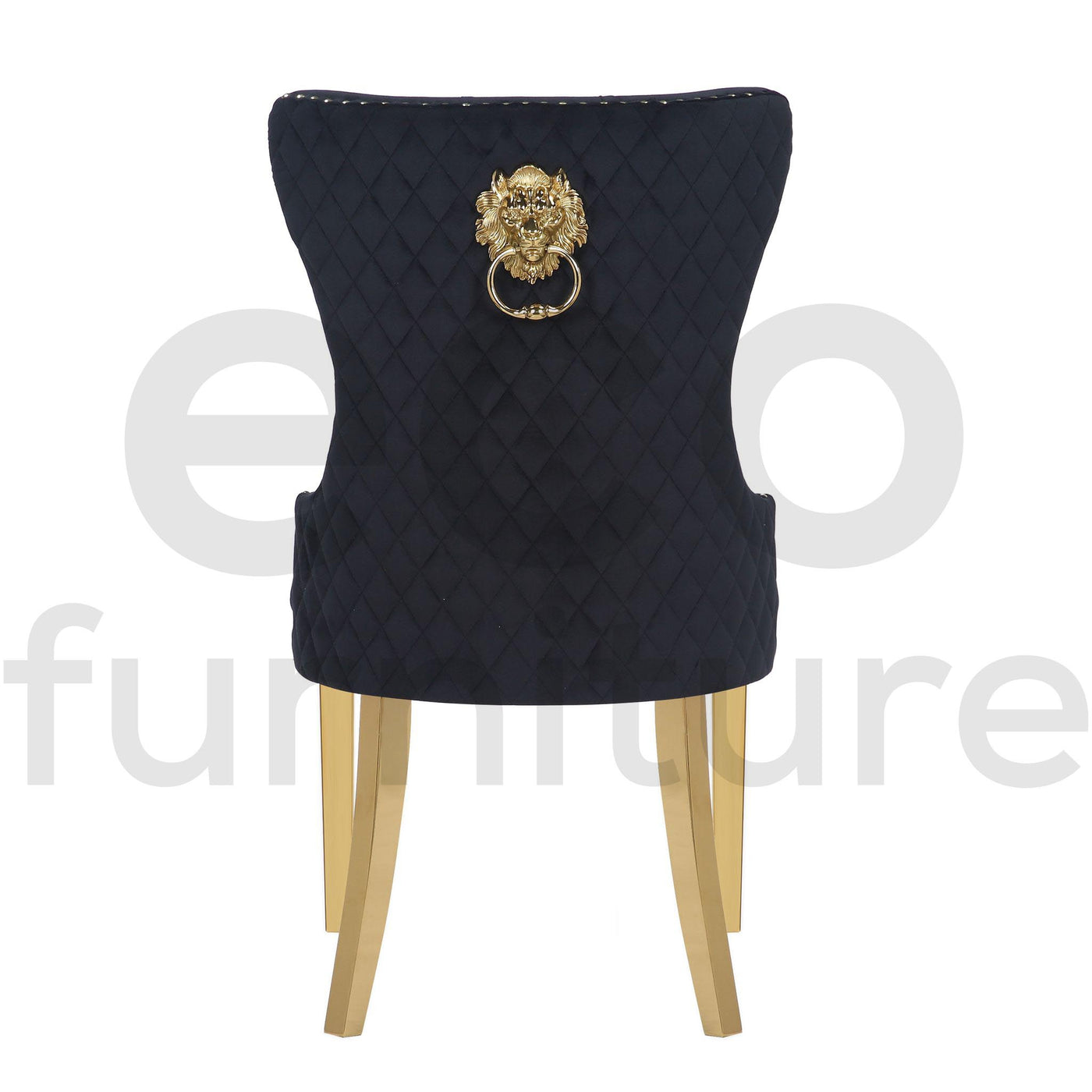 Lucien 180cm Gold Dining Table with Pandora Gold Sintered Stone Top + Belmont Gold Lion Knocker Dining Chairs-Esme Furnishings
