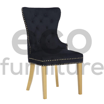 Lucien 180cm Gold Dining Table with Pandora Gold Sintered Stone Top + Belmont Gold Lion Knocker Dining Chairs-Esme Furnishings