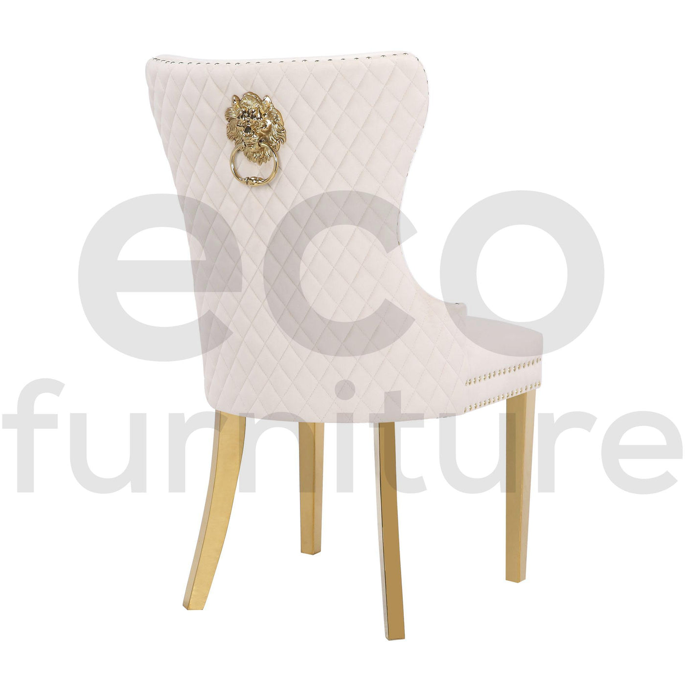 Lucien 180cm Gold Dining Table with Pandora Gold Sintered Stone Top + Belmont Gold Lion Knocker Dining Chairs-Esme Furnishings