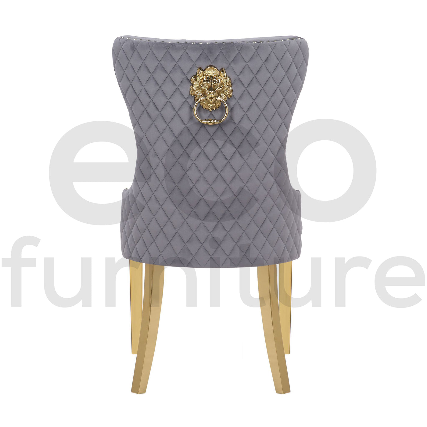 Lucien 180cm Gold Dining Table with Pandora Gold Sintered Stone Top + Belmont Gold Lion Knocker Dining Chairs-Esme Furnishings