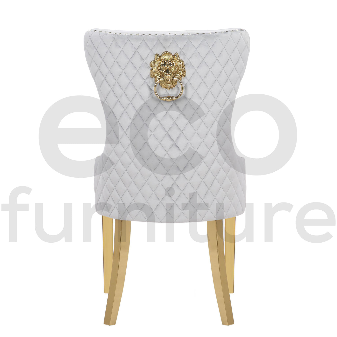 Lucien 180cm Gold Dining Table with Pandora Gold Sintered Stone Top + Belmont Gold Lion Knocker Dining Chairs-Esme Furnishings