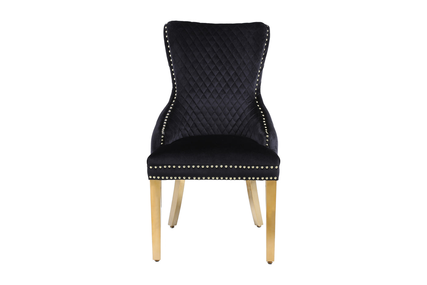 Louis Gold Marble Dining Table With Gold Lion Knocker Dining Chairs-Esme Furnishings