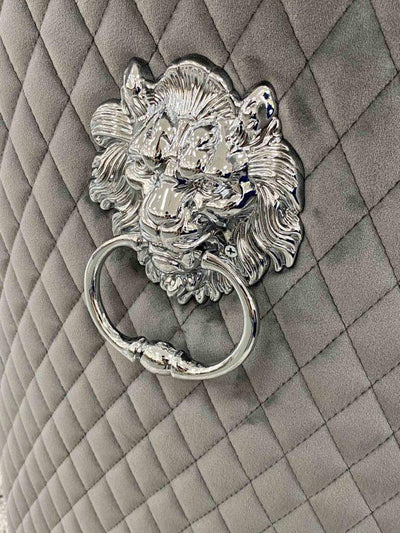 Majestic Lion Knocker Quilted Tufted Plush Velvet Dining Chair Chrome Legs - 8 Colours-Esme Furnishings