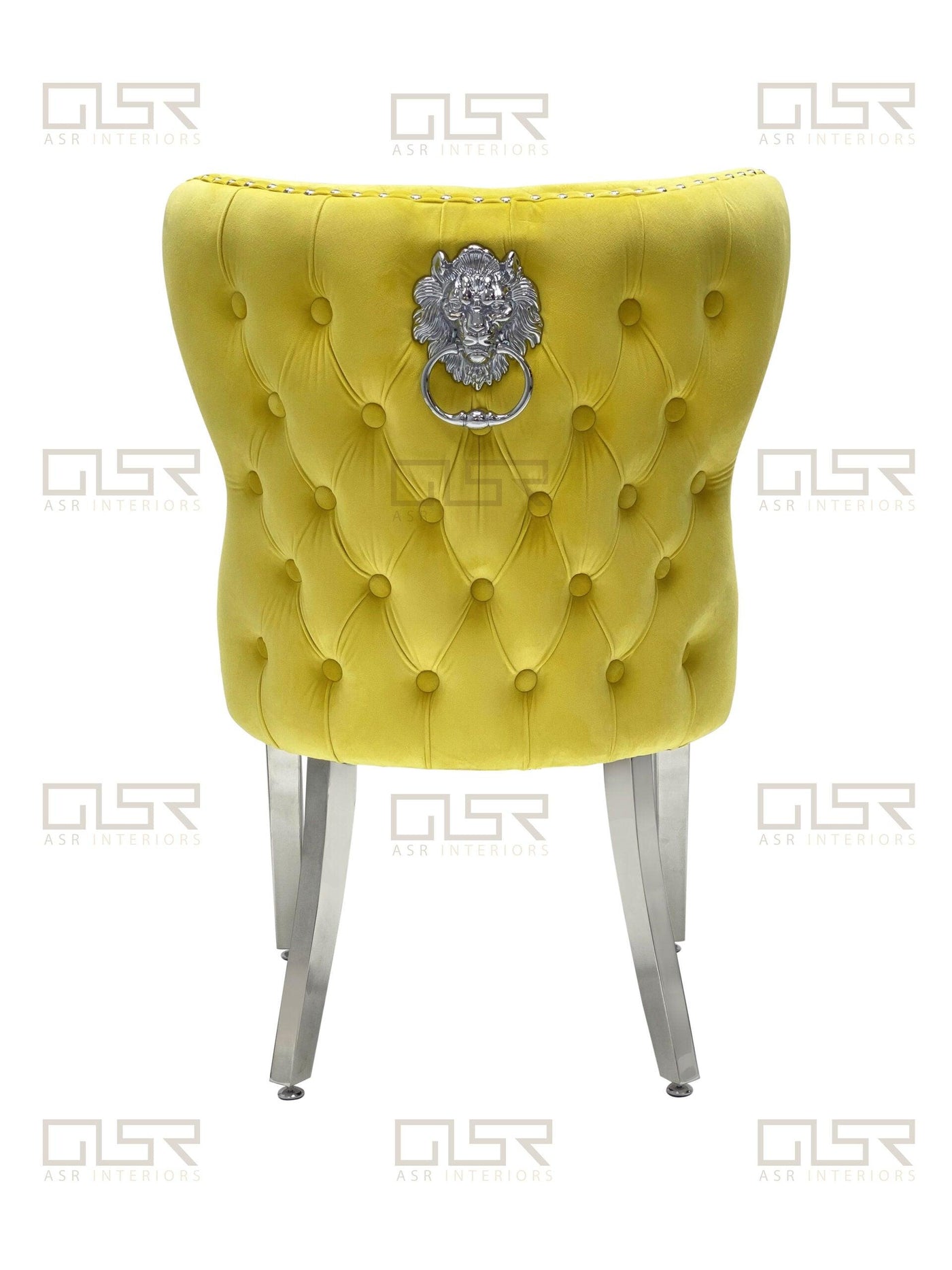Louis 150cm White Marble Dining Table + Valentino Lion Knocker Velvet Chairs-Esme Furnishings