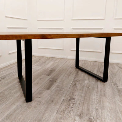 Freya 1.8m Dining Table Solid Dark Pine wood with Matt Black Metal Legs-Esme Furnishings