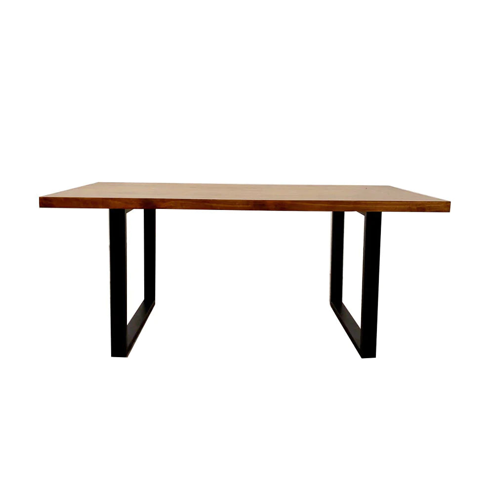 Freya 1.8m Dining Table Solid Dark Pine wood with Matt Black Metal Legs-Esme Furnishings