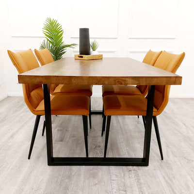 Freya 1.8m Dining Table Solid Dark Pine wood with Matt Black Metal Legs-Esme Furnishings