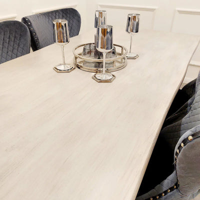 Freya 1.8m Dining Table Solid Light Pine wood with Chrome Metal Legs-Esme Furnishings