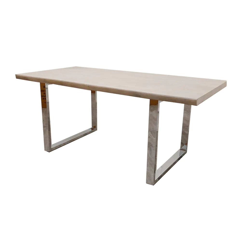 Freya 1.8m Dining Table Solid Light Pine wood with Chrome Metal Legs-Esme Furnishings
