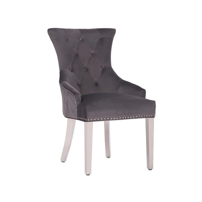 Windsor X Frame Grey Marble 180CM Dining Table + Megan Button Ring Velvet Chairs-Esme Furnishings